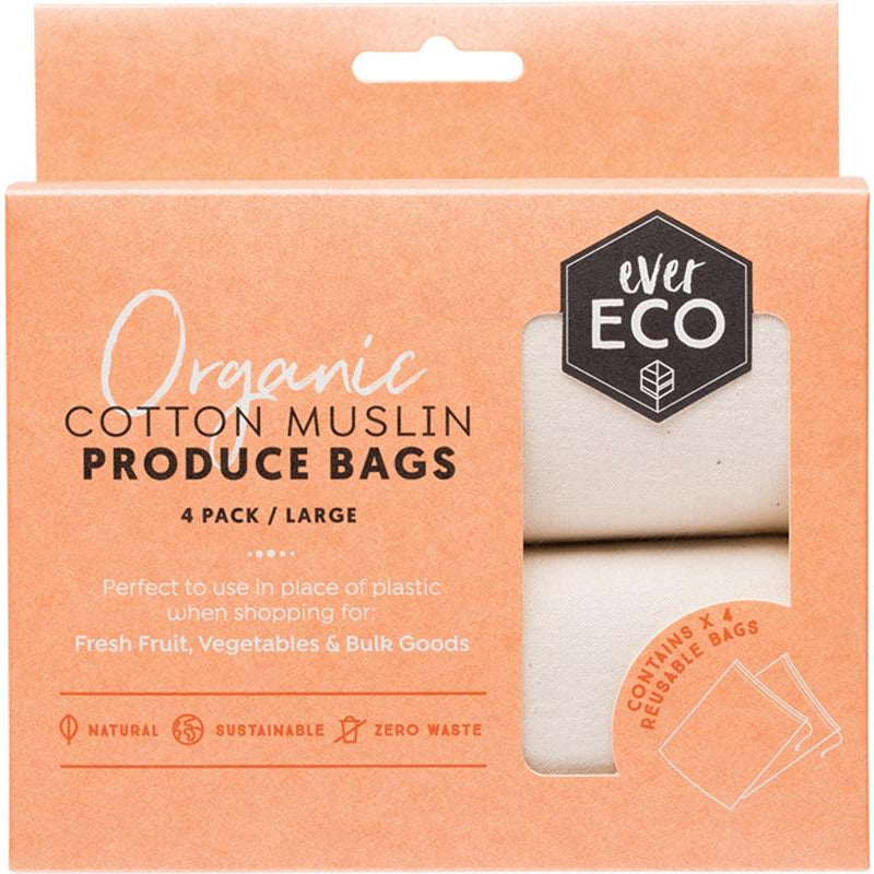 Ever Eco - Produce Bag Cotton Muslin 4 Pack Large