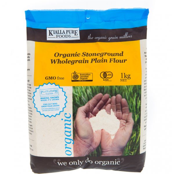 Kialla Pure Foods - Flour W/Grain Plain Stoneground Organic 1kg