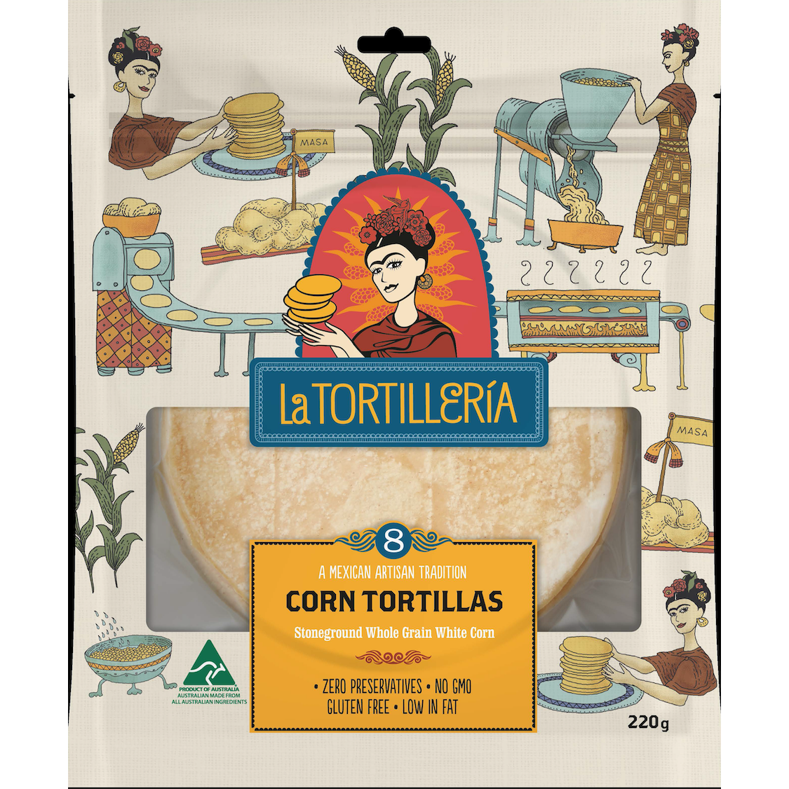 La Tortilleria - Corn Tortilla 8 Pack 220g (16cm)