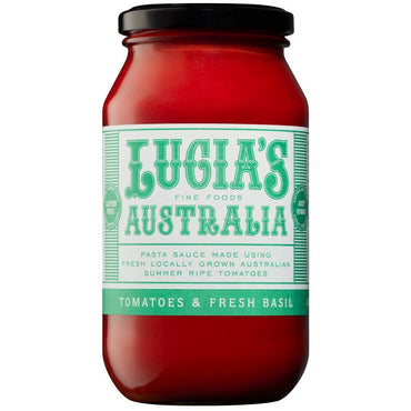 Lucia's Fine Foods Australia - Tomato Sauce & Fresh Basil 490g